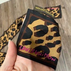 Louis Vuitton Leopard Print Silk Bandeau Scarf